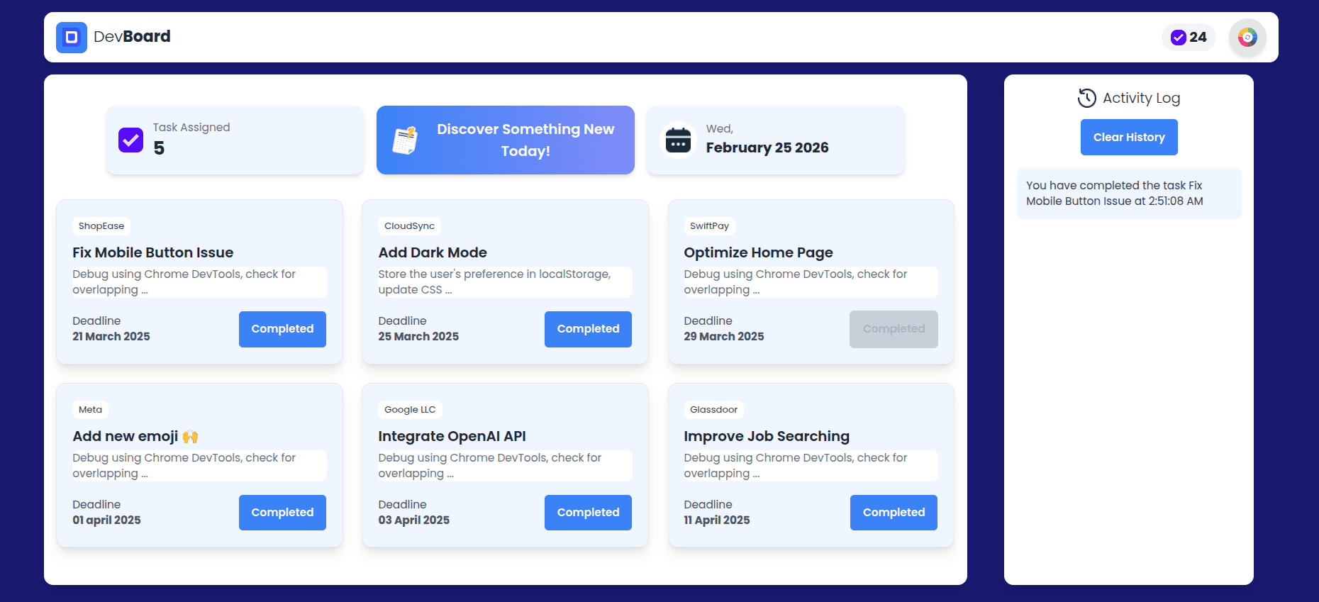 Dev Board screenshot 1